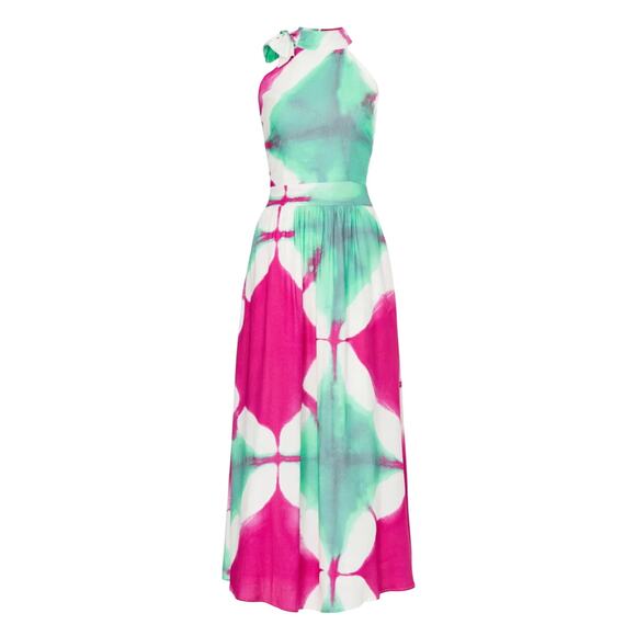 Busayo x RTR Tie Dye Halter Dress in Green/Pink, Size US 8 - Picture 1 of 8